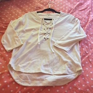 Size small, Madewell, lace up, 3/4 sleeve T-shirt